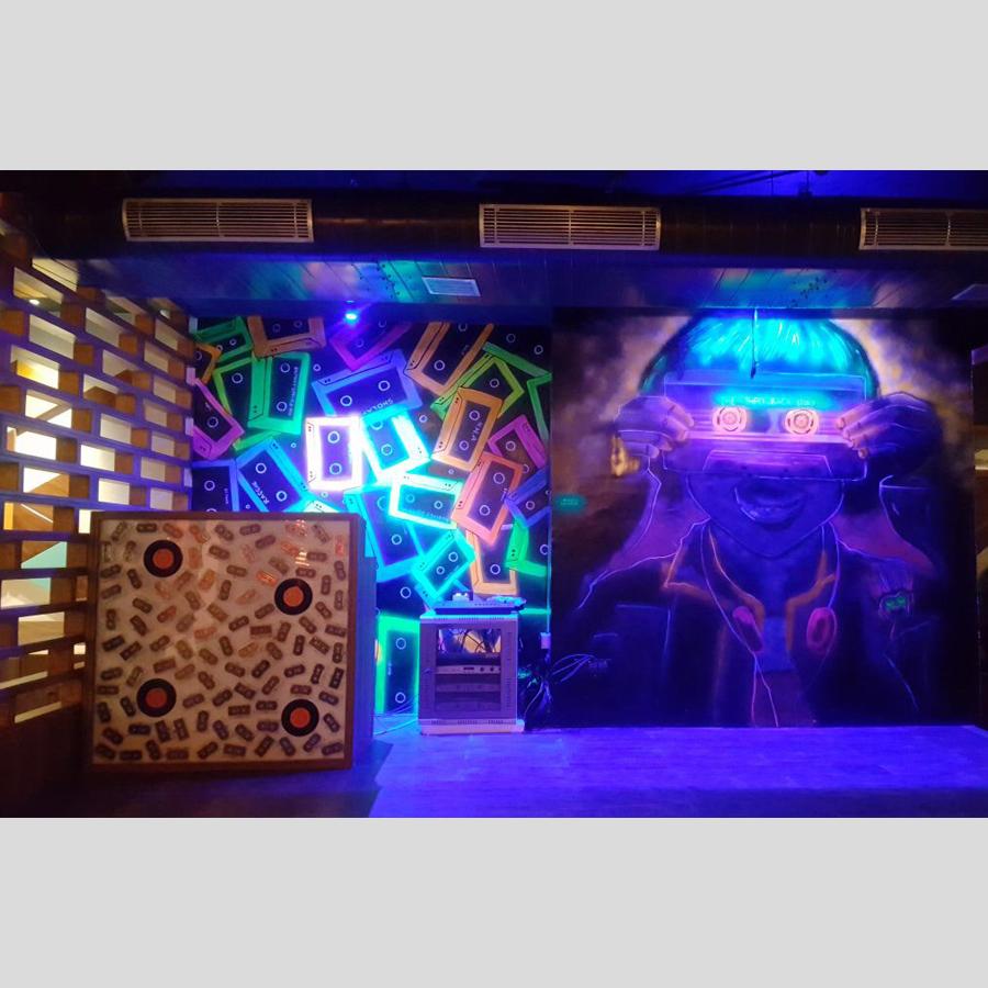 Trip like me- A glow in the dark mural to trip on for The Throwback Story(Lounge & Bar), Jalandhar
